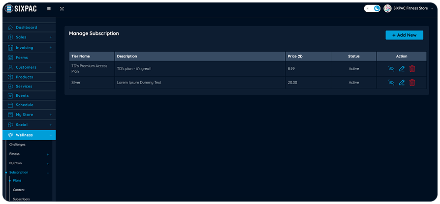 Business dashboard